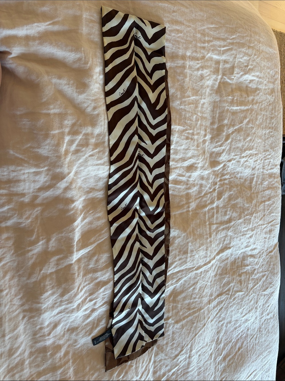 Vintage Coach Brown Signature & Zebra Print Silk Scarf - Picture 6 of 6